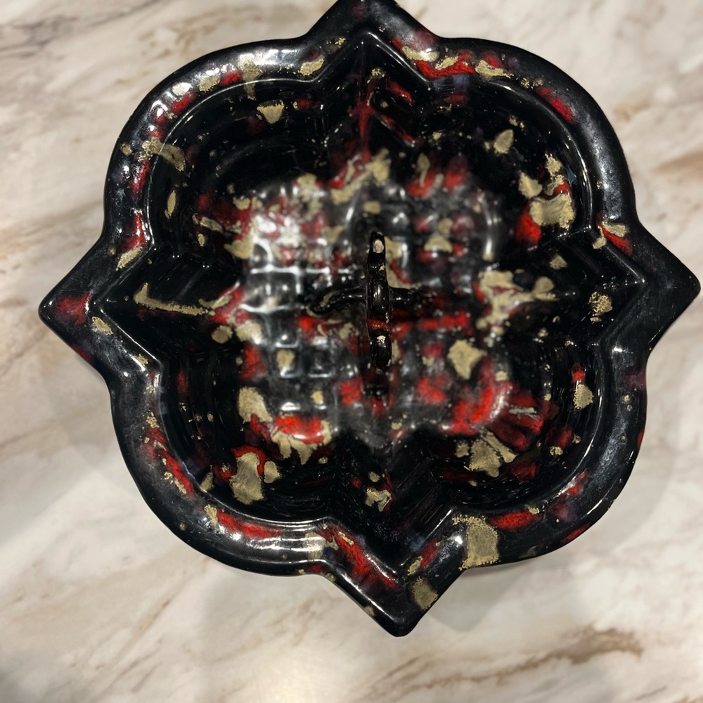 Mid Century Black and Red Splatter MCM Ceramic Pottery Ashtray 1960 1970 Vintage - Picture 5 of 5